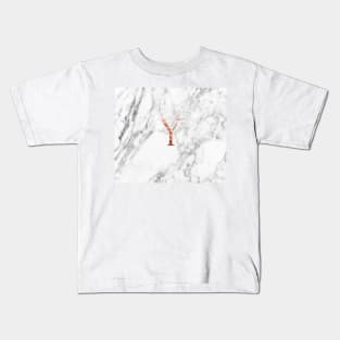 Monogram rose gold marble Y Kids T-Shirt